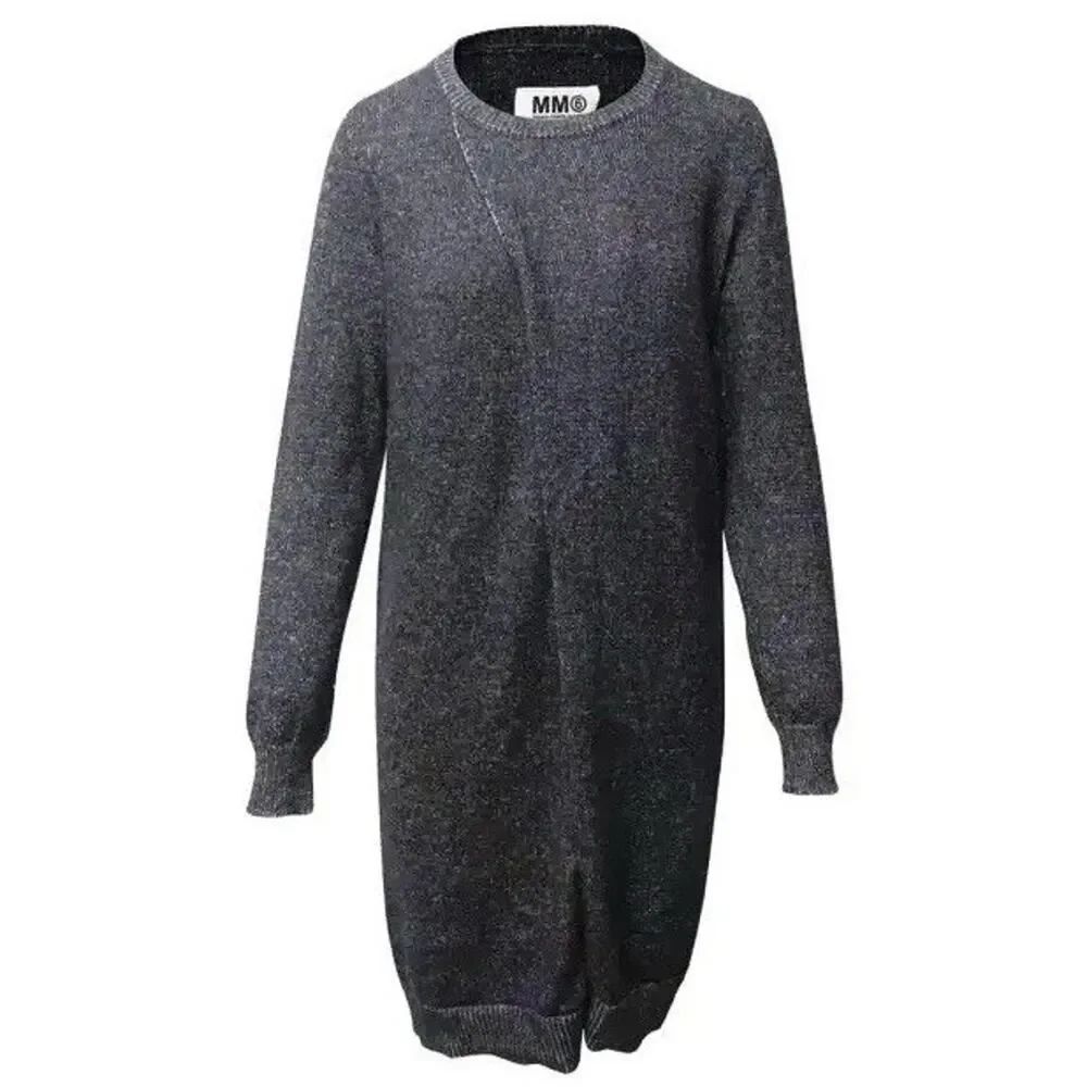 Maison Margiela MM6 Wool Mohair Sweater Dress Charcoal Drape Front OS S M